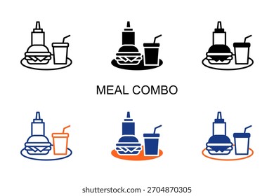 Comida Combo Icon Multi Style Ilustración vectorial