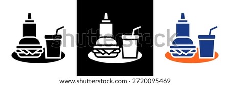 Meal Combo Icon Set Glyph Vector Illustration