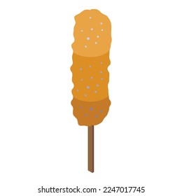 Meal corn dog icon isometric vector. Hot food. Fried stick