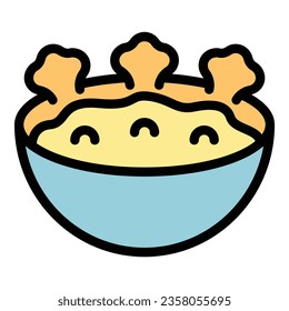 Meal cuisine icon outline vector. Paste day. Olive hummus color flat