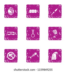 Meal day icons set. Grunge set of 9 meal day vector icons for web isolated on white background