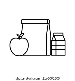 Meal Design Illustration Vector Isolated.School Meal Icon.Meal, Apple, And Milk