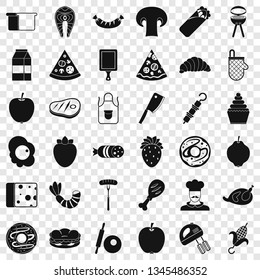 Meal dish icons set. Simple style of 36 meal dish vector icons for web for any design