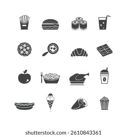 Meal Editable Icons set. Vector illustration in modern thin line style of food related icons: dish, lunch, fast food, and more.