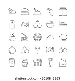 Meal Editable Icons set. Vector illustration in modern thin line style of food related icons: dish, lunch, fast food, and more.