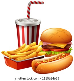 Meal Of Fast Food Illustration