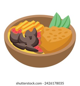 Meal food icon isometric vector. Portugal cuisine. Meat menu