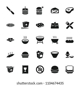 Meal icon. collection of 25 meal filled icons such as sausage, cheese, chinese fast food, double burger with flag, soda and burger. editable meal icons for web and mobile.