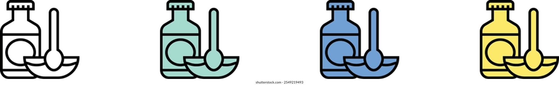 meal icon. Outline, Green, Blue and Yellow Style Design Isolated On White Background