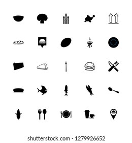 meal icon set about bowl, dinner, fork and picnik vector set