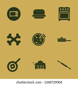 meal icon set with bones, burger and room service vector illustration