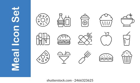 Meal Icon Set with editable vectors. 