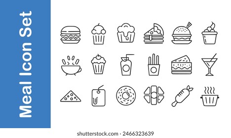 Meal Icon Set with editable vectors. 