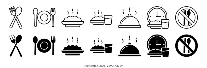 Meal icon set. Food symbol. for mobile concept and web design on white background
