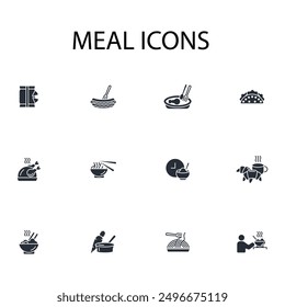 Meal icon set.vector.Editable stroke.linear style sign for use web design,logo.Symbol illustration.