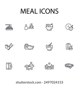 Meal icon set.vector.Editable stroke.linear style sign for use web design,logo.Symbol illustration.