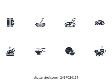 Meal icon set.vector.Editable stroke.linear style sign for use web design,logo.Symbol illustration.