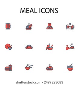 Meal icon set.vector.Editable stroke.linear style sign for use web design,logo.Symbol illustration.