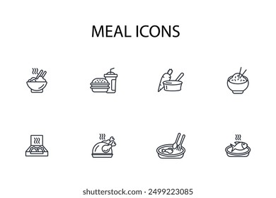 Meal icon set.vector.Editable stroke.linear style sign for use web design,logo.Symbol illustration.