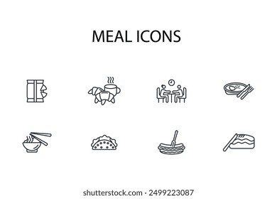 Meal icon set.vector.Editable stroke.linear style sign for use web design,logo.Symbol illustration.