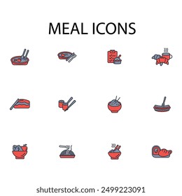 Meal icon set.vector.Editable stroke.linear style sign for use web design,logo.Symbol illustration.