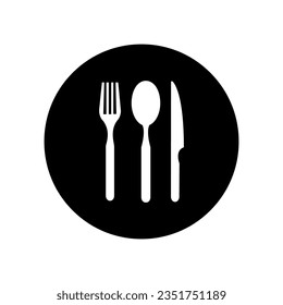 Essenssymbol, Vektorgrafik. Illustrationszeichen im Restaurant. Symbol für das Abendessen. Iss Logo. Koch-Marke.