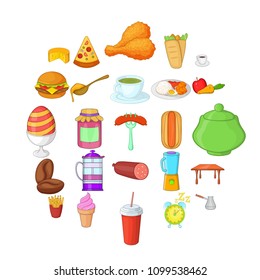 Meal icons set. Cartoon set of 25 meal vector icons for web isolated on white background