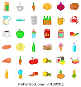 Meal icons set. Cartoon style of 36 meal vector icons for web isolated on white background