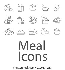 Meal icons set . Meal pack symbol vector elements for infographic web