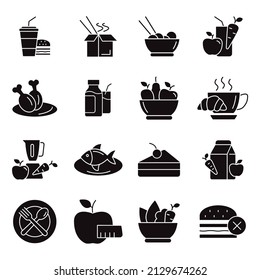 Meal icons set . Meal pack symbol vector elements for infographic web
