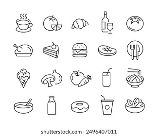 Meal Icons - Vector Line. Editable Stroke.