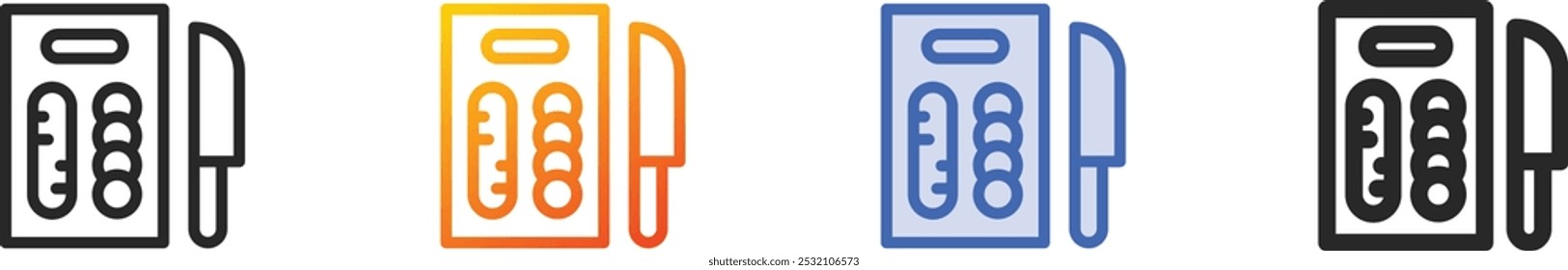 ícone de refeição.Linear fino, gradiente, traço azul e design de estilo negrito isolado no plano de fundo branco