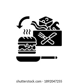 Meal Kit Delivery Black Glyph Icon. Restaurant-quality Meals At Home. Cooking-for-yourself Thing. Pre-portioned Ingredients. Silhouette Symbol On White Space. Vector Isolated Illustration