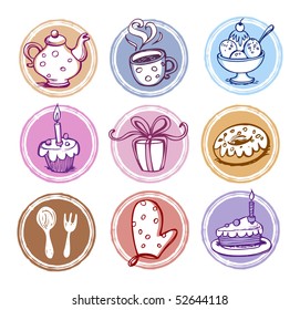 Meal and kitchen icons set