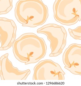 Meal meat dumplings pattern on white background is insulated