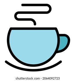 Icono de la taza de comida. Color del icono del vector de la comida de contorno aislado plano