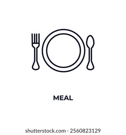 meal outline icon. Linear vector from hotel concept. Thin line meal icon isolated on white background
