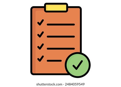 Meal plan icon. menu list with check marks. icon related to monitor nutrition. colored outline icon style. health elements vector illustration