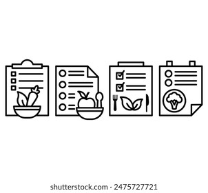 meal plan icon symbol vector design flat simple line illustration black white color isolated