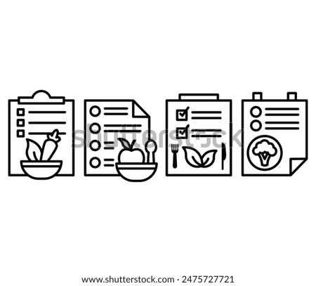 meal plan icon symbol vector design flat simple line illustration black white color isolated