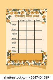meal planner with autumn orange flowers