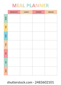 Meal Planner with colourful design