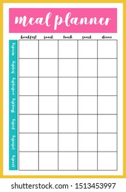 Meal planner, comfortable planner for organiser. Concept of healthy eating, loosing weight. 