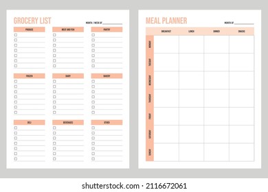 Meal planner and grocery list