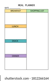 Meal planner page a4 size, printable page for diary, notebook, organiser