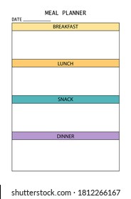 Meal planner page a4 size, printable page for diary, notebook, organiser