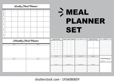 Printable Weekly Meal Planner Minimal Template Stock Vector (Royalty ...