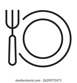 Meal plate and fork dining icon