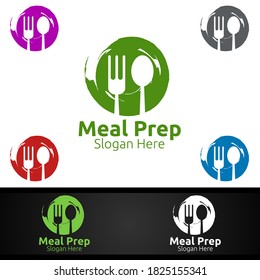 Meal Prep Healthy Food Logo For Restaurant, Cafe Or Online Catering Delivery