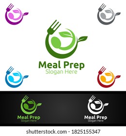 Meal Prep Healthy Food Logo for Restaurant, Cafe or Online Catering Delivery